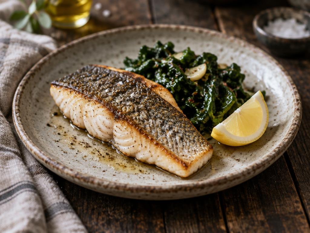 Seared local fish with seasonal vegetables